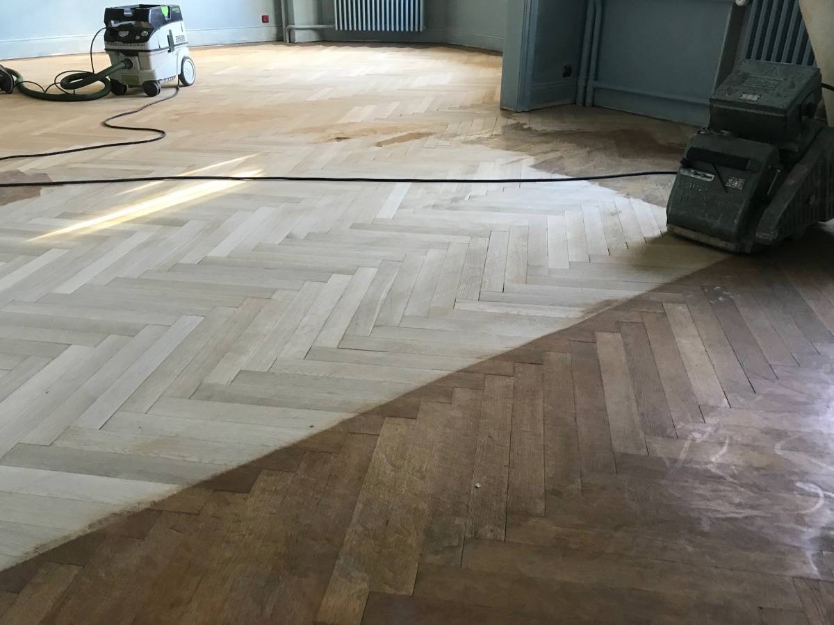 RENOVATION D&#8217;UN PARQUET CHENE MASSIF BATONS ROMPUS MULHOUSE (68) Kingersheim 0